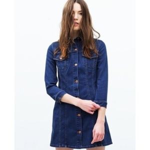 Zara • New Premium Denim Jean Jacket Shirt Dress S